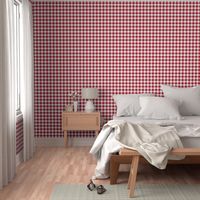 One Inch Dark Red and White Gingham Check