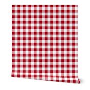 One Inch Dark Red and White Gingham Check