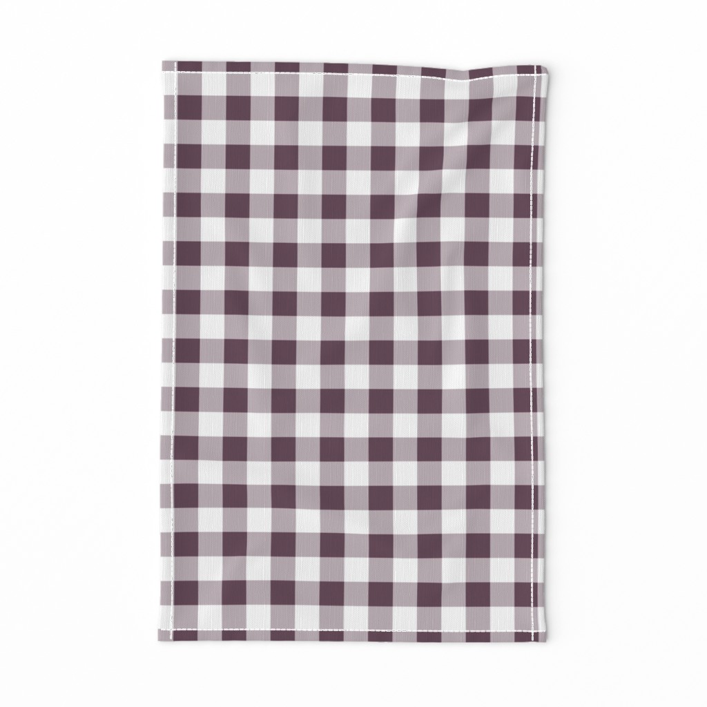 One Inch Eggplant Purple and White Gingham Check