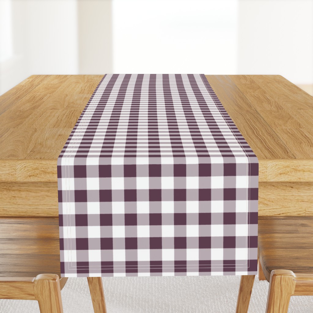 One Inch Eggplant Purple and White Gingham Check