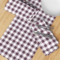 One Inch Eggplant Purple and White Gingham Check