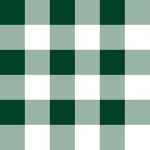 One Inch Evergreen and White Gingham Check