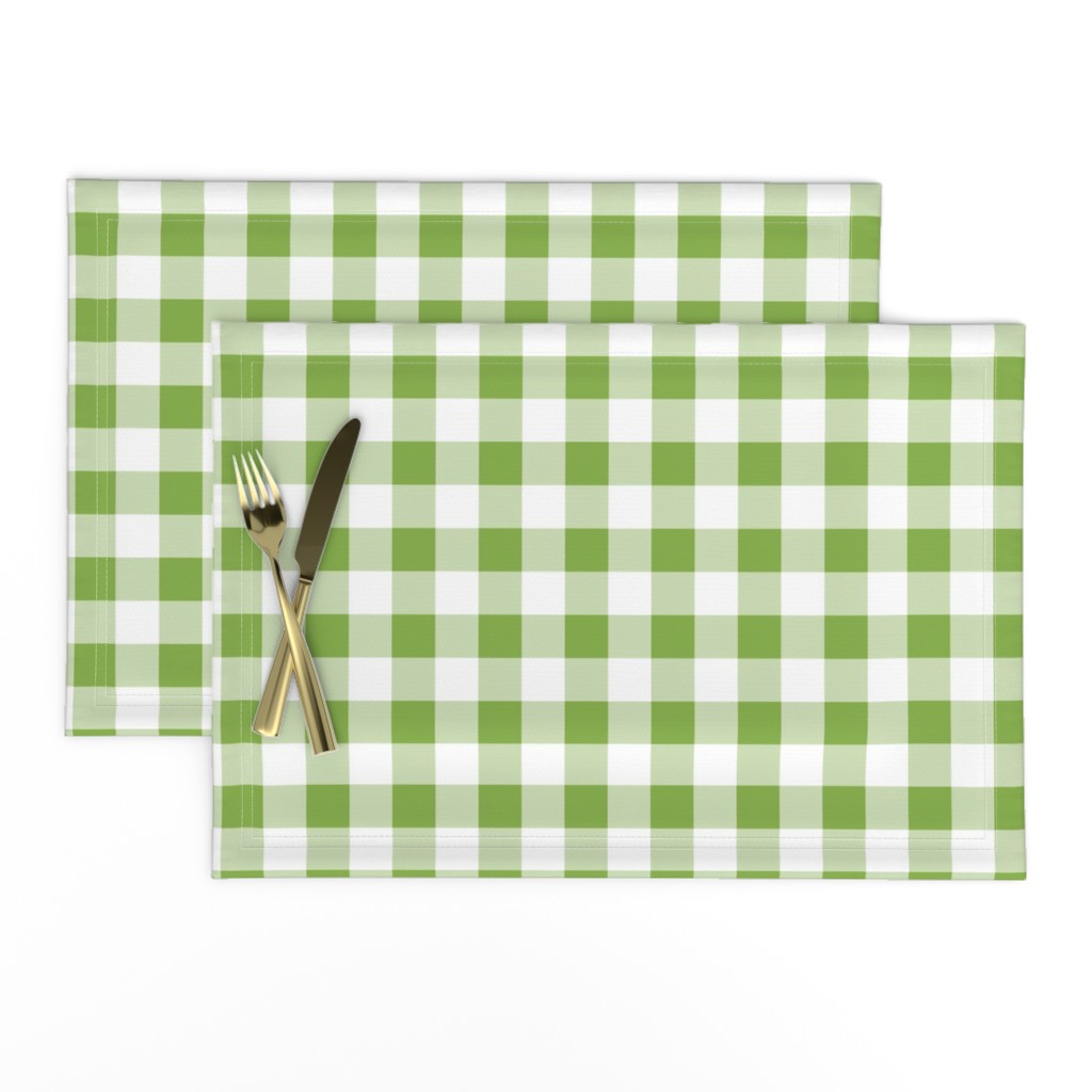 One Inch Greenery Green and White Placemats | Spoonflower