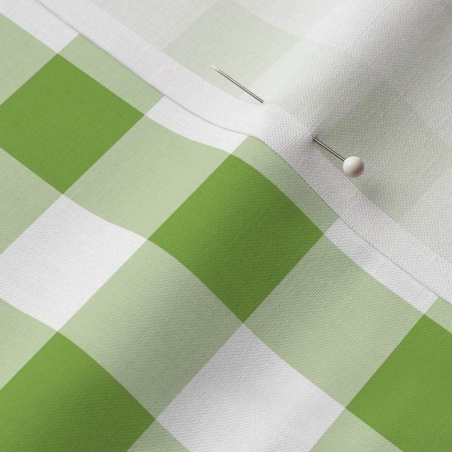 One Inch Greenery Green and White Gingham Check