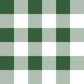 One Inch Hunter Green and White Gingham Check
