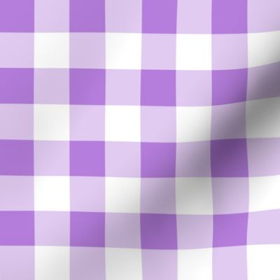 One Inch Lavender Purple and White Gingham Check