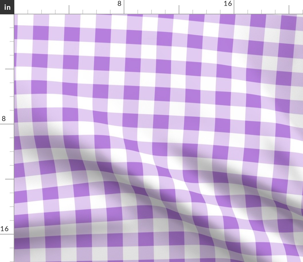 One Inch Lavender Purple and White Gingham Check