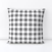 One Inch Medium Gray and White Gingham Check