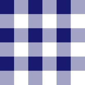 One Inch Midnight Blue and White Gingham Check