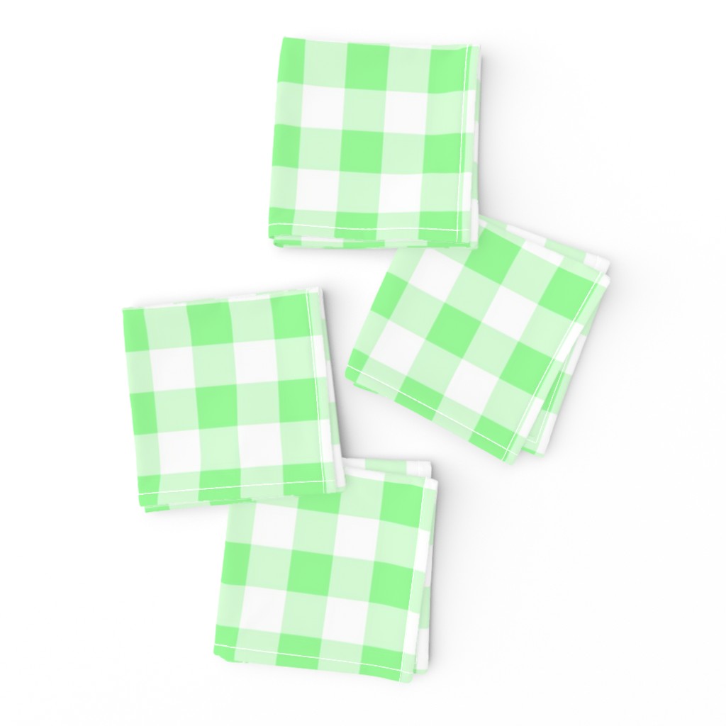 One Inch Mint Green and White Gingham Check