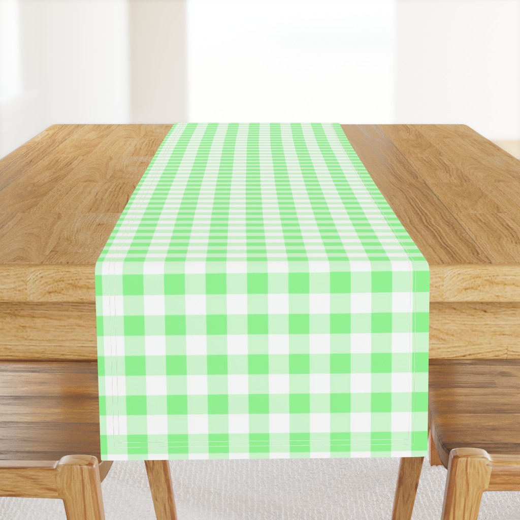 One Inch Mint Green and White Gingham Check