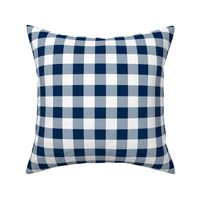 One Inch Navy Blue and White Gingham Check