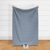 One Inch Navy Blue and White Gingham Check