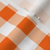 One Inch Orange and White Gingham Check