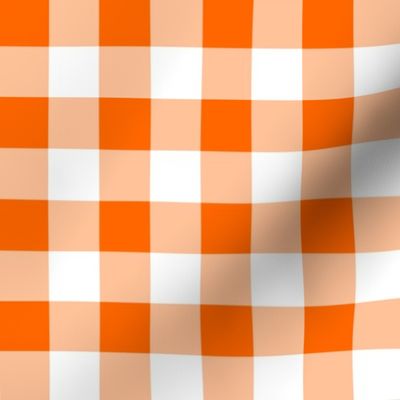 One Inch Orange and White Gingham Check