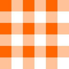 One Inch Orange and White Gingham Check