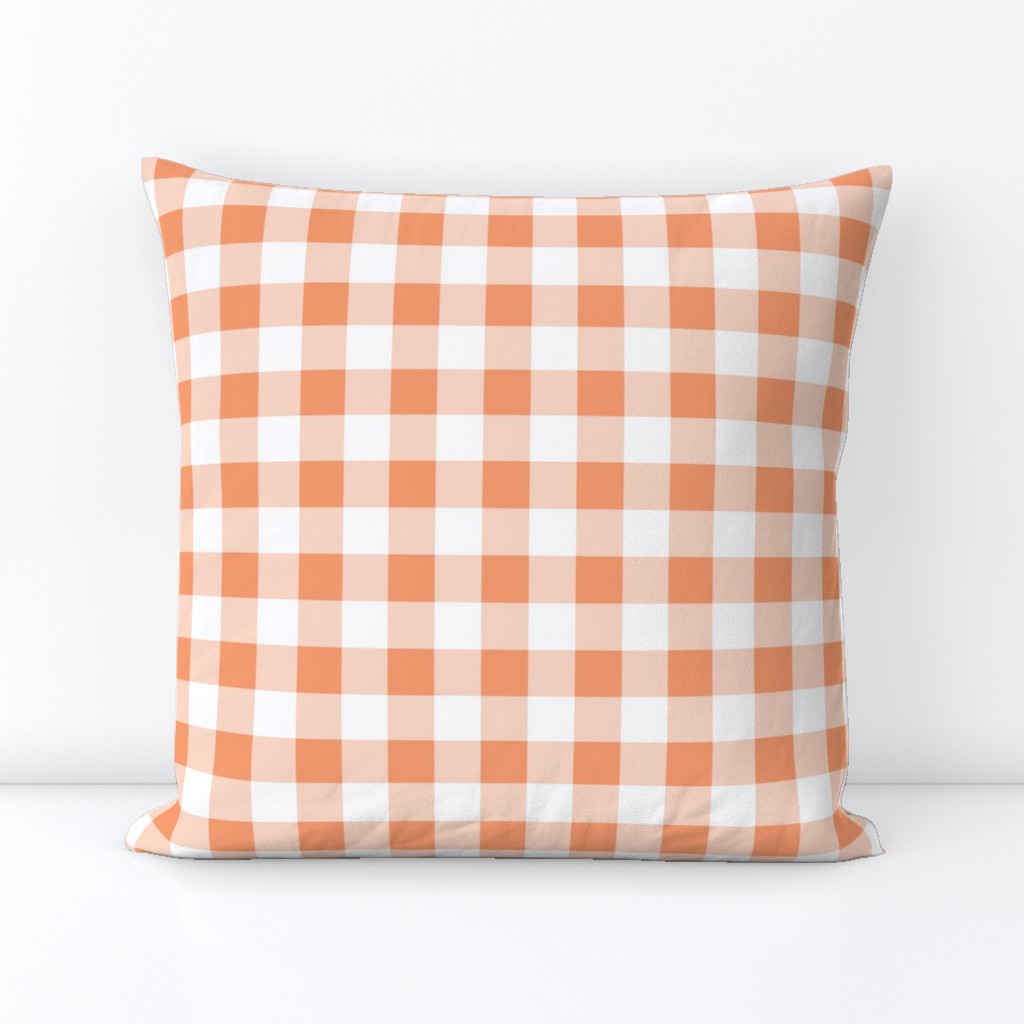 One Inch Peach and White Gingham Check
