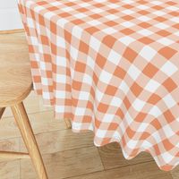 One Inch Peach and White Gingham Check