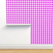 One Inch Pink and White Gingham Check