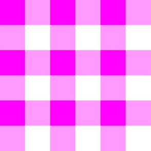 One Inch Pink and White Gingham Check