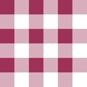 One Inch Sangria Pink and White Gingham Check