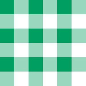 One Inch Shamrock Green and White Gingham Check