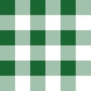 One Inch Spruce Green and White Gingham Check