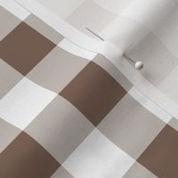 One Inch Taupe Brown and White Gingham Check