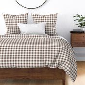 One Inch Taupe Brown and White Gingham Check