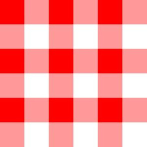 One Inch Red and White Gingham Check