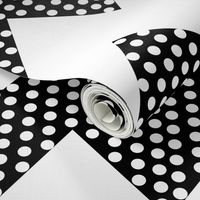 White Polka Dots on Black Chevron Stripe