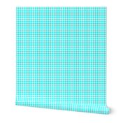 Quarter Inch Aqua Blue and White Gingham Check