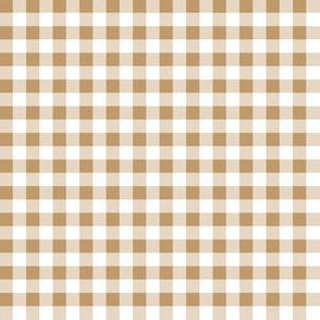 Quarter Inch Camel Brown and White Gingham Check