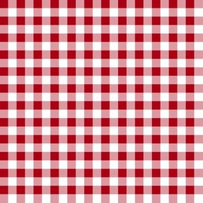 Quarter Inch Dark Red and White Gingham Check