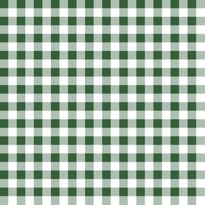 Quarter Inch Hunter Green and White Gingham Check
