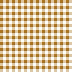 Quarter Inch Matte Antique Gold and White Gingham Check