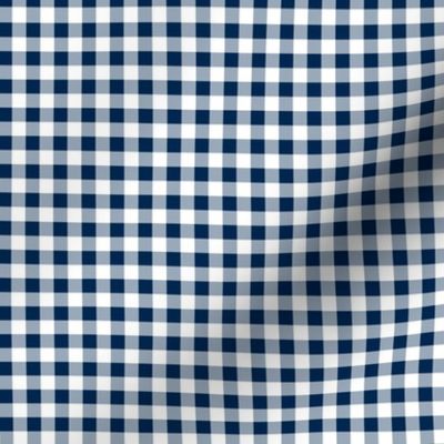 Quarter Inch Navy Blue and White Gingham Check