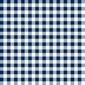 Quarter Inch Navy Blue and White Gingham Check