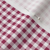 Quarter Inch Sangria Pink and White Gingham Check