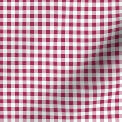 Quarter Inch Sangria Pink and White Gingham Check