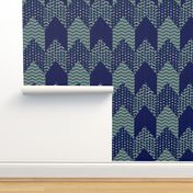 Blue Polka Dot Waves Chevron Stripe