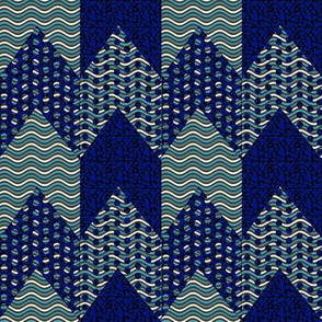 Blue Polka Dot Waves Chevron Stripe