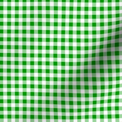 Quarter Inch Christmas Green and White Gingham Check