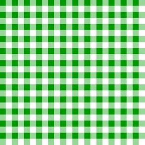 Quarter Inch Christmas Green and White Gingham Check