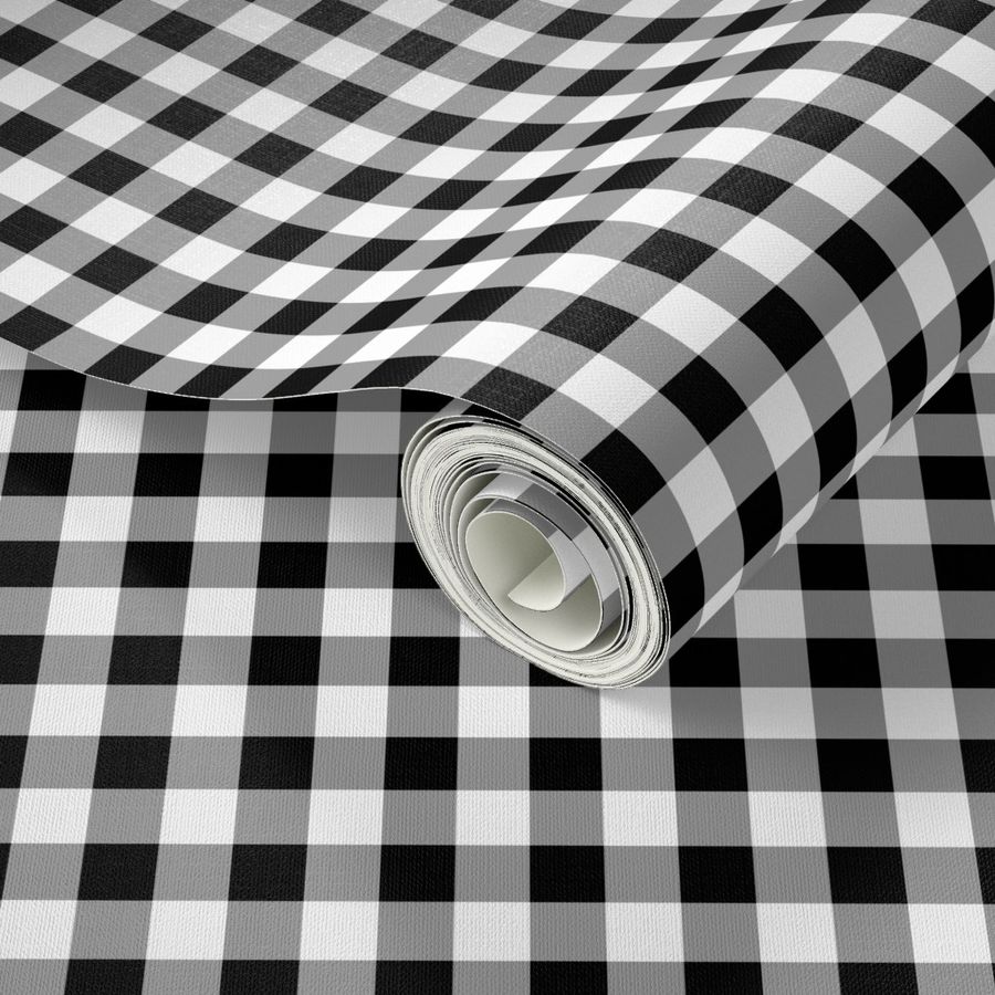 Half Inch Black and White Gingham Check