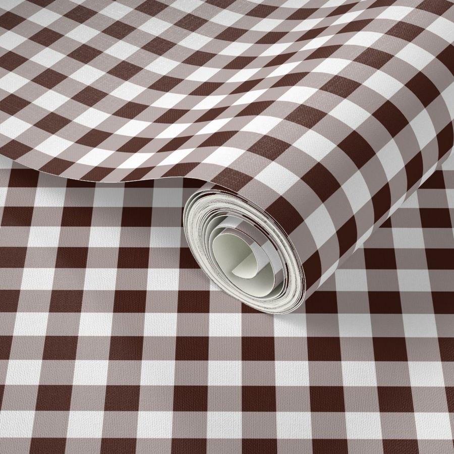 Half Inch Brown and White Gingham Check