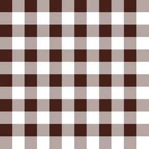 Half Inch Brown and White Gingham Check