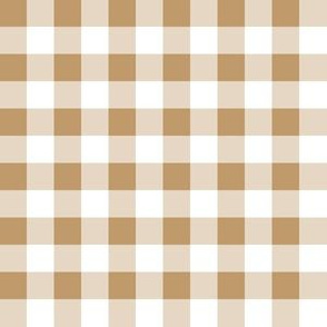 Half Inch Camel Brown and White Gingham Check