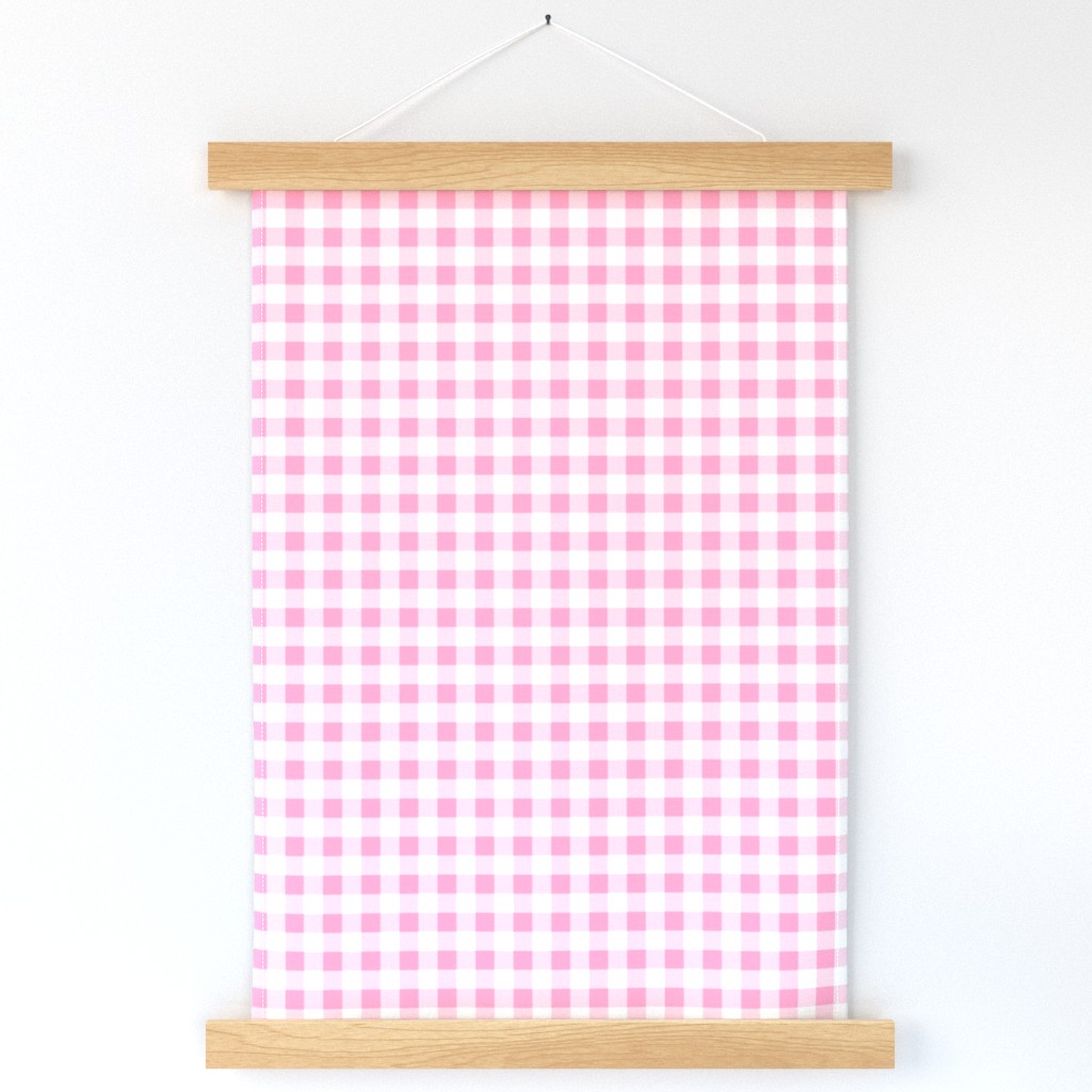 Half Inch Carnation Pink and White Gingham Check