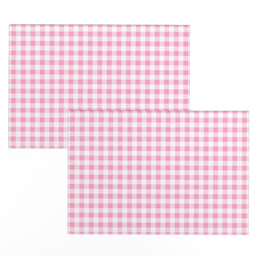 Half Inch Carnation Pink and White Gingham Check